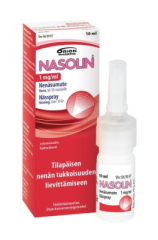 NASOLIN 1 mg/ml nenäsumute, liuos (säilytysaineeton)10 ml
